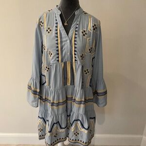 Cotton dress, one size, embroidered, never worn
